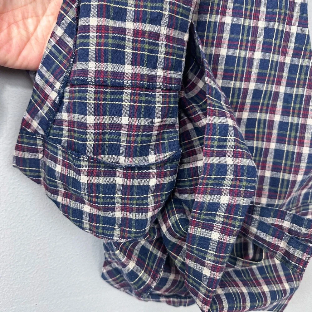 Vintage 90s Milano Design Group Vest Size L Linen Cotton Plaid Grunge‎ Academia